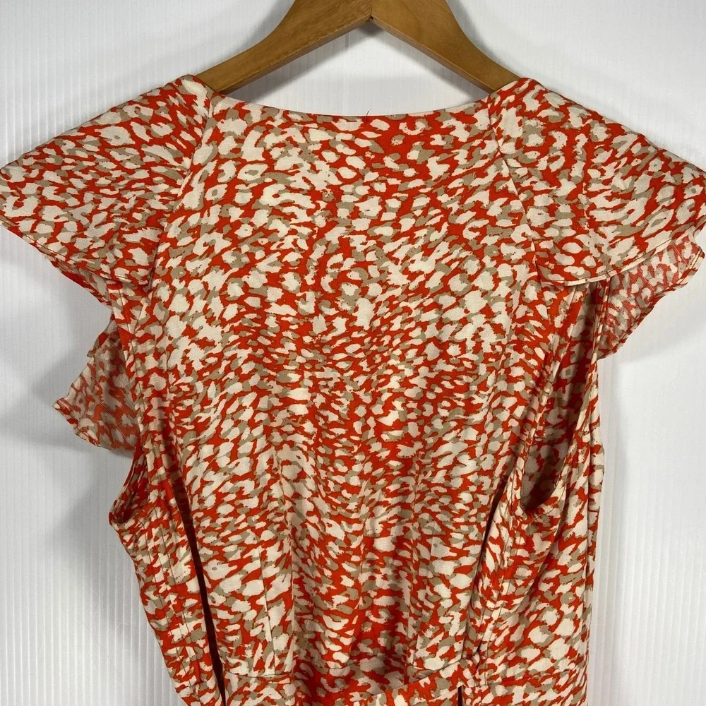 Free People French Quarter Wrap Mini Dress in‎ Pop Combo Orange Womens Small